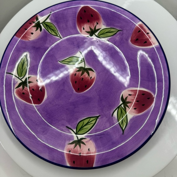 World Market one 8.25”  Plate- Thailand - purple with red strawberries - Picture 3 of 6